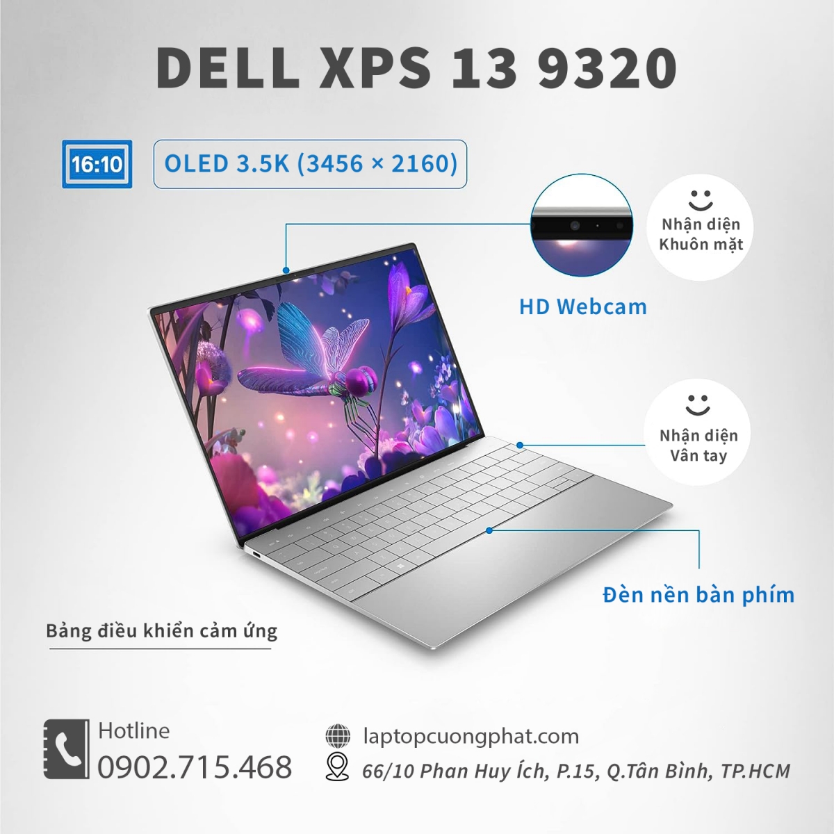 Dell XPS 13 9320 i7-1260P Ram 16GB SSD 512GB 13.4 Inch 3.5K(3456 × 2160) OLED Cảm Ứng